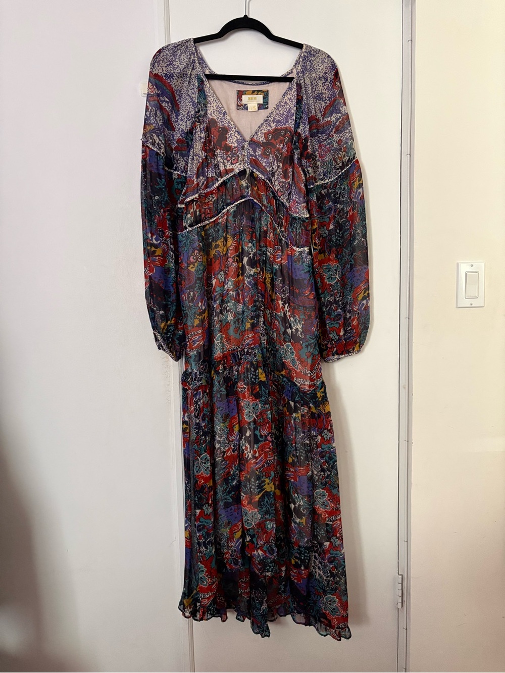 Maeve Boho Floral Long Sleeve Maxi Dress - Multicolor